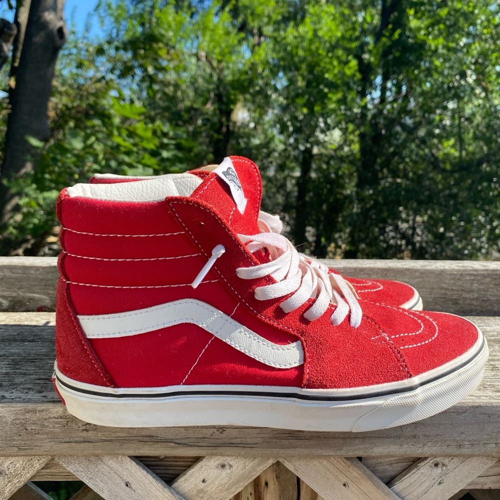 Red High Too Vans Size 9.5 (Barely Worn) - image 1